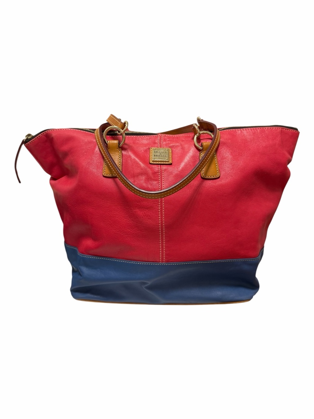 Dooney & Bourke Color Block Red/Blue Leather Tote Handbag